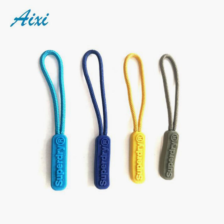 Stylish and durable brand embossed plastic rubber zipper puller